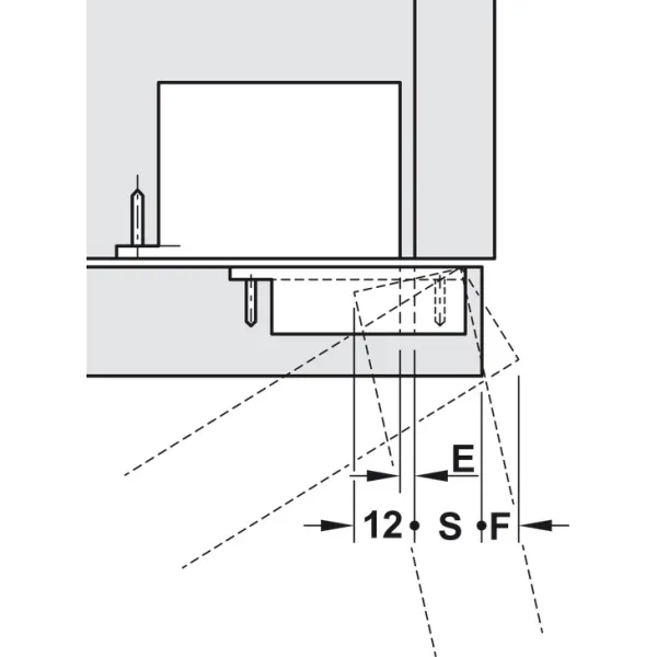 Concealed hinges AIR, with PUSH, nickel