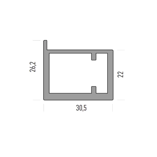 Frame profile 2091, for gluing, L3000mm, aluminium, brown metal grey