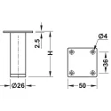 Furniture foot, without height adjustment, with plate
