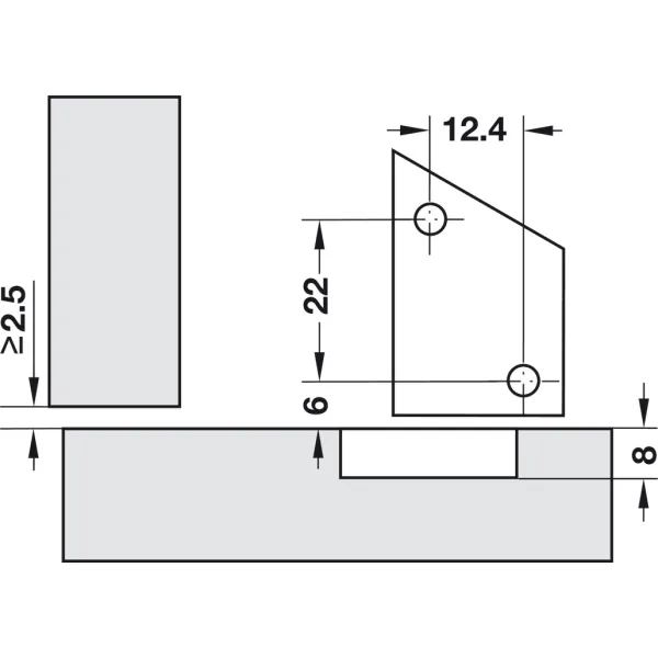 Concealed hinge, Häfele Duomatic Push 110°, full overlay mounting