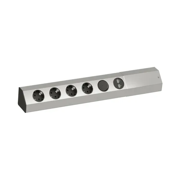 Rozečių blokas CASIA 4xCEE7/3, su jungikliu ir dvigubu USB krovikliu, laidas L2000mm