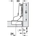 Concealed hinge, Häfele Duomatic Push 110°, inset mounting