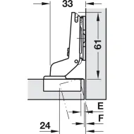 Concealed hinge, Häfele Duomatic Push 110°, inset mounting