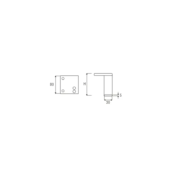 Furniture foot, aluminum 30x30mm H200mm