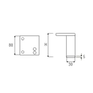 Furniture foot, aluminum 30x30mm H60mm