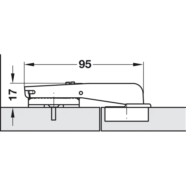 Concealed hinge, Häfele Duomatic Plus 110°, for standard blind corners