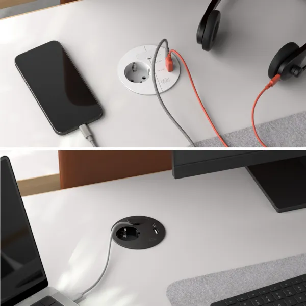 Rozečių blokas LOOP IN CHARGE 1xCEE7/3+1xUSB A/C 22W, 1 laidui, baltas, laidas L2000