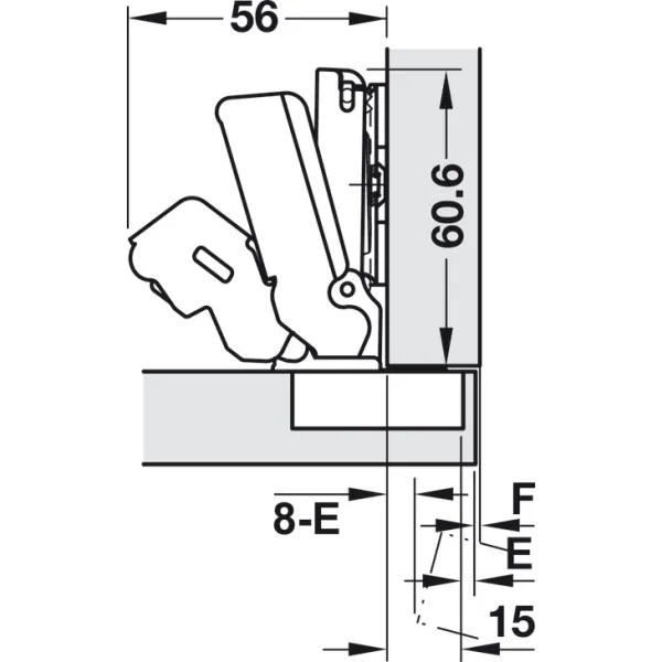 Lankstas 35° išorinis 165°, 0mm, 11