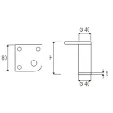 Furniture foot, aluminum Ø40mm H60mm