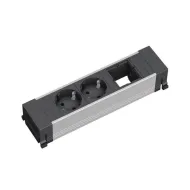 Rozečių blokas POWER FRAME 2xCEE7/3, 1 tuščias modulis, plastikinis, juodas, laidas L200mm, GST18