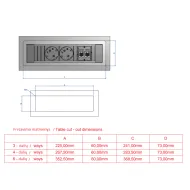 POWER FRAME 2xCEE7/3 1xCustom module, Plastic profile L0.2m GST18