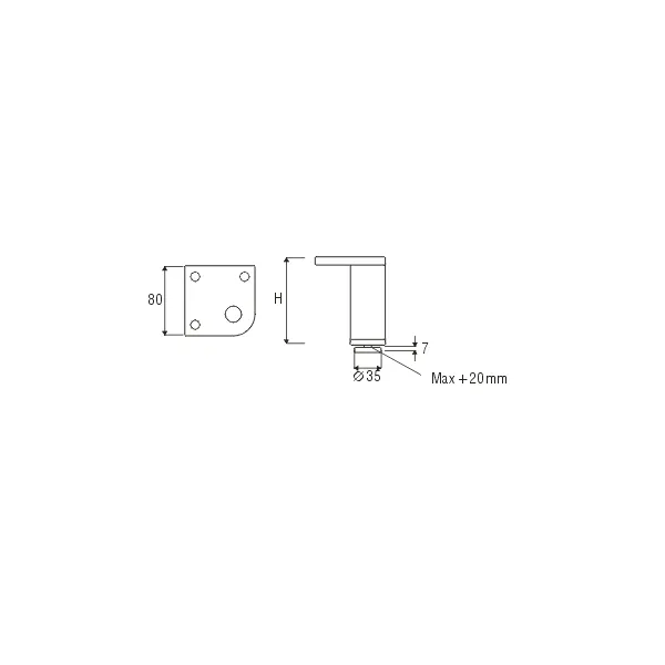 Kojelė aliuminė reguliuojama Ø40mm, H100mm,