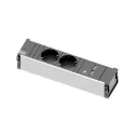 Rozečių blokas POWER FRAME 2xCEE7/3, dvigubas USB kroviklis, aliuminis, laidas L200mm, GST18