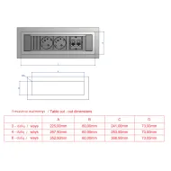 POWER FRAME mounting frame White aluminium RAL9006, 6-way