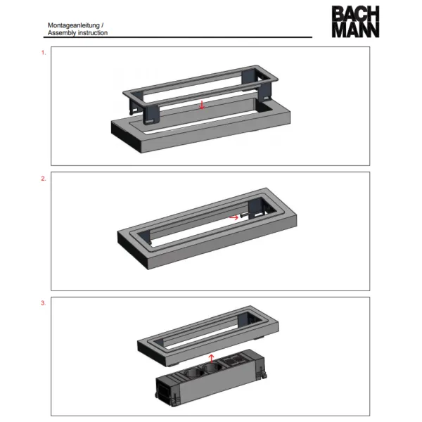 Rėmelis POWER FRAME 6 dalių rozečių blokui, L369mm, aliuminis RAL9006