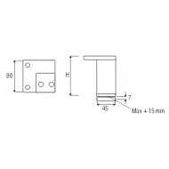 Furniture foot, aluminum, adjustable, 45x45mm H150mm