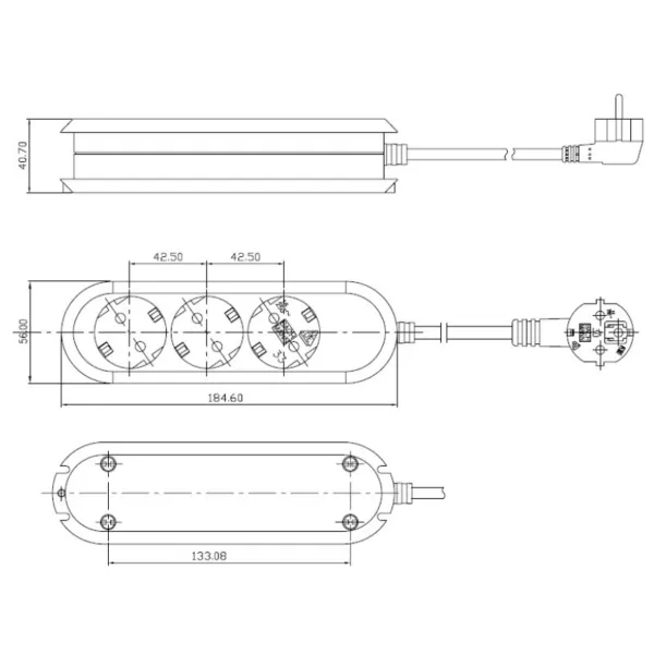 Rozečių blokas SMART 3xCEE7/3 balta laidas L1500mm