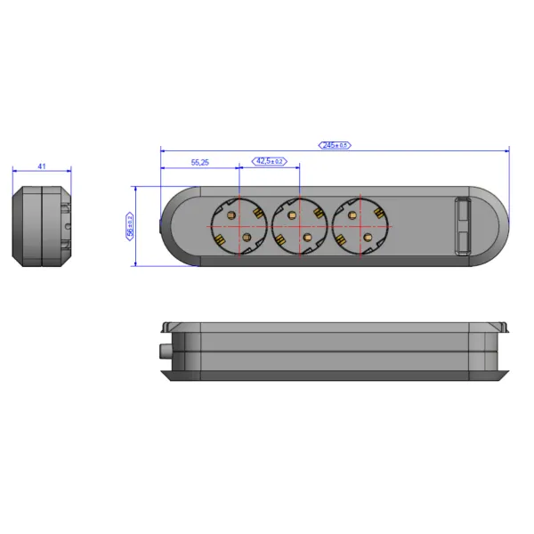 Rozečių blokas SMART 3xCEE7/3, dvigubas USB kroviklis, baltas, laidas L1500