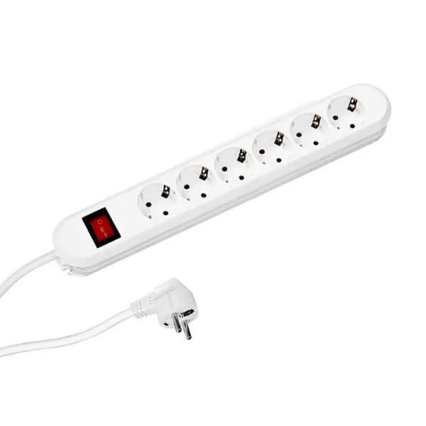 Rozečių blokas SMART 6xCEE7/3, su jungkliu, baltas, laidas L1500