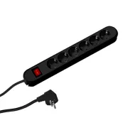 Rozečių blokas SMART 6xCEE7/3 su jungikliu, juoda laidas L1500