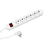 Rozečių blokas SMART 6xCEE7/3 su jungikliu, balta laidas L3000mm