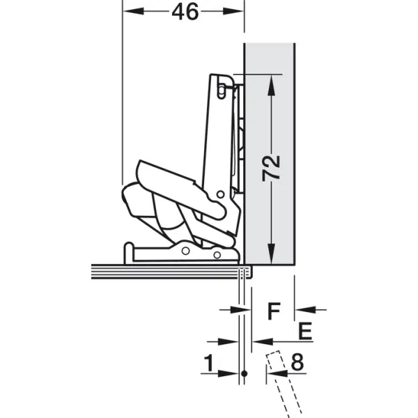 Concealed hinge Universal, 110°, full overlay mounting, for glass and mirror doors, nickel