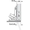 Concealed hinge Universal, 110°, full overlay mounting, with automatic opening mechanism Push, for glass and mirror doors, nickel