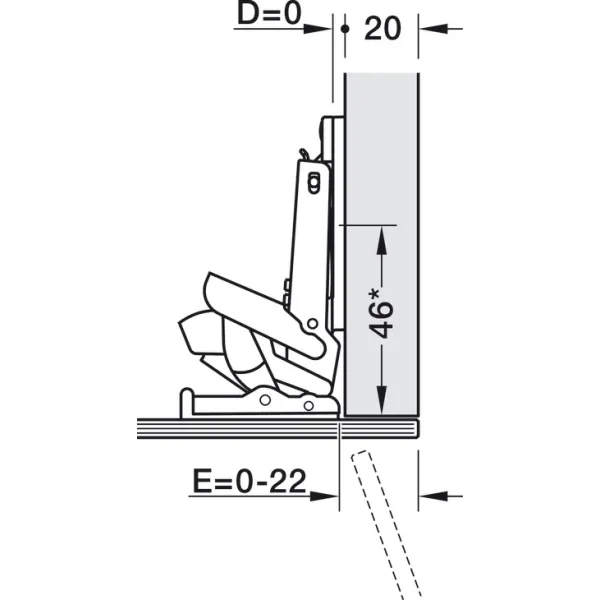 Concealed hinge Universal, 110°, full overlay mounting, with automatic opening mechanism Push, for glass and mirror doors, nickel