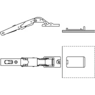 Concealed hinge Universal, 110°, full overlay mounting, with automatic opening mechanism Push, for glass and mirror doors, nickel