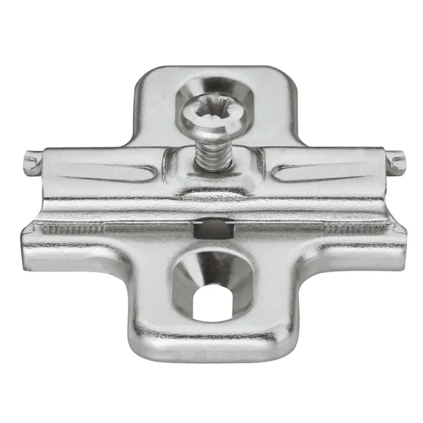 Cruciform mounting plate, Häfele Duomatic A, steel, with chipboard screws, edge distance 37mm