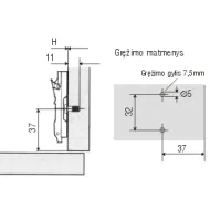 Mounting plate clip-on with euro screw H0mm for hinge 35°