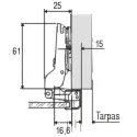 Lankstas aliuminio profiliui, pusinis, 9mm, PUSH SALICE