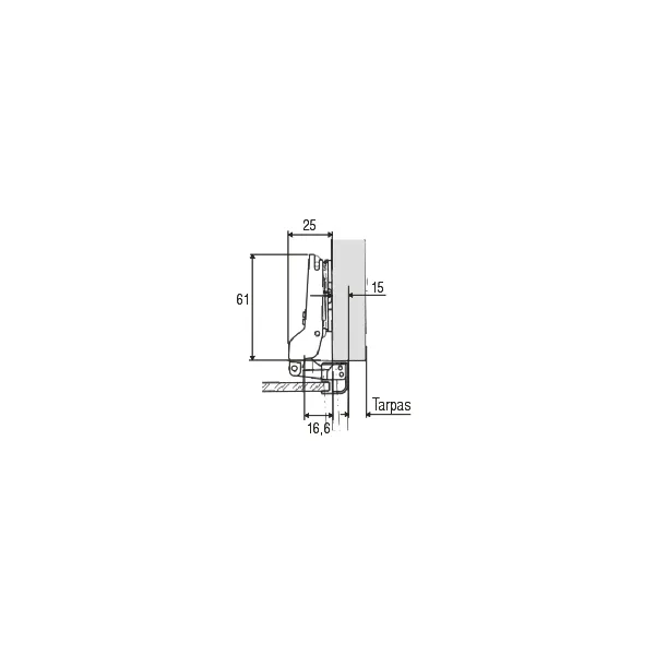 Hinge for aluminum profile, half overlay, 9mm PUSH SALICE