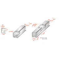 Lankstas aliuminio profiliui, pusinis, 9mm, PUSH SALICE