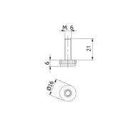 Adjustment feet with fixed stem and knurled Ø16mm flat base, M6x21mm, H27mm, white