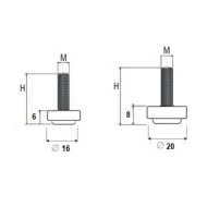 Atrama reguliuojama M6x21mm, Ø16mm, H27mm, juoda