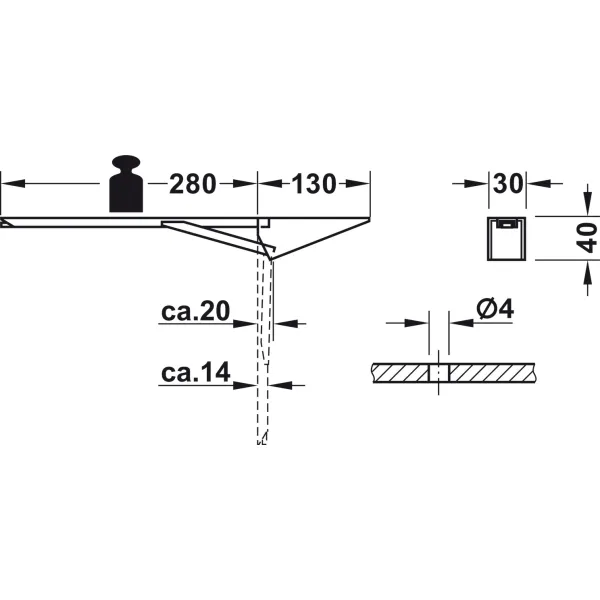 Bracket, For table extension, folding