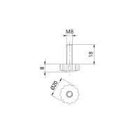 Atrama reguliuojama M8x18mm, Ø20mm, H26mm, pilka