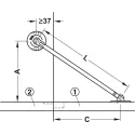 Flap stay with braking mechanism, for wooden flaps, adjustable braking effect