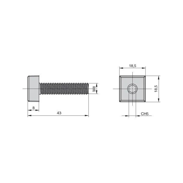 Adjustable feet M8 Ø20mm CUBE black 2 pcs