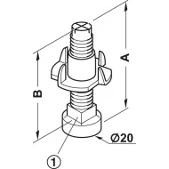 Atrama reguliuojama M8 H52mm, Ø20mm, su įvore