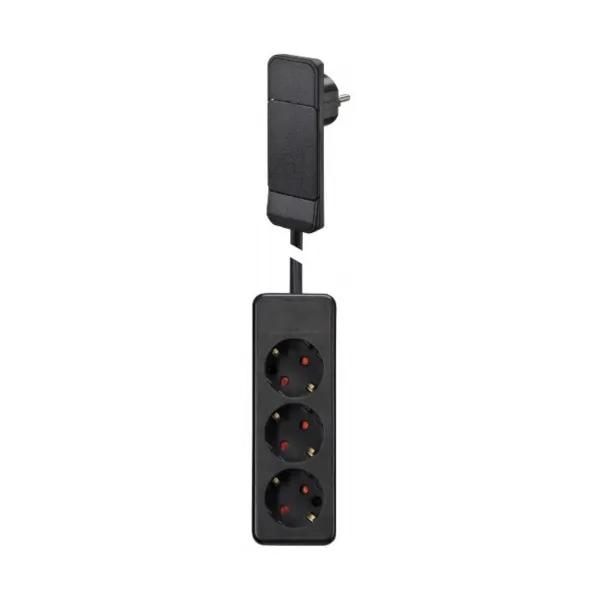 Kištukas SMARTPLUG su ilgintuvu, 3xCEE7/3, juodas, laidas L1600mm,