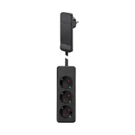 Kištukas SMARTPLUG su ilgintuvu, 3xCEE7/3, juodas, laidas L1600mm,