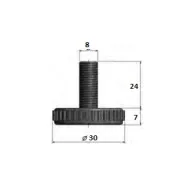 Atrama reguliuojama M8x24mm, Ø30mm, H31mm, juoda